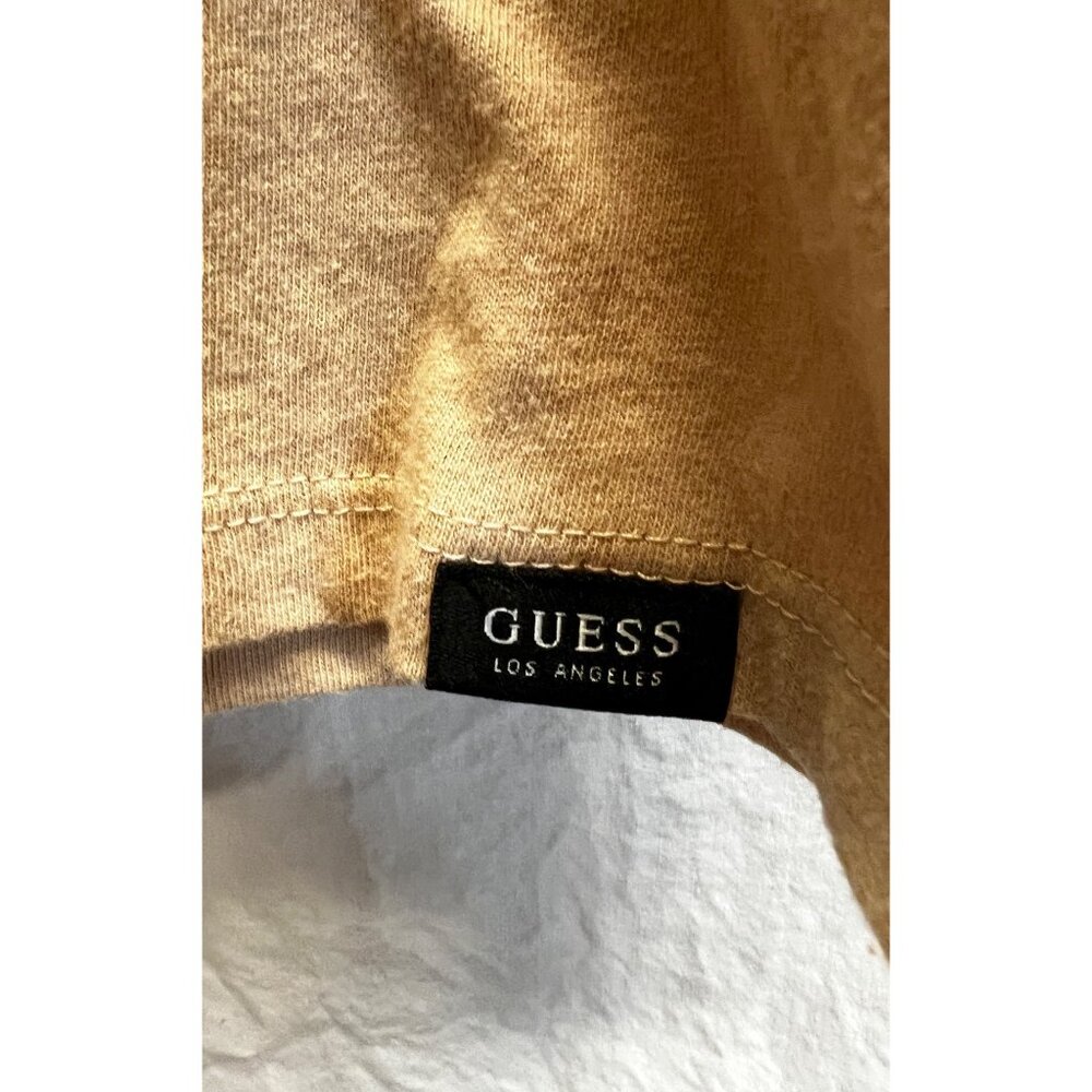Guess Los Angeles Logo Womens Crewneck T-Shirt Dulce Cream Large Cotton - Picture 3 of 4